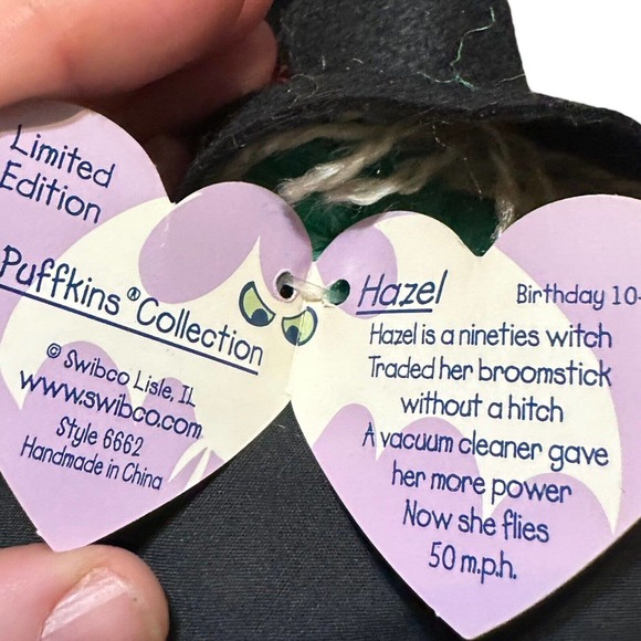 - Puffkins Plush Witch Hazel 1994 Halloween Stuffed Animal Swibco Vintage - Picture 7 of 7